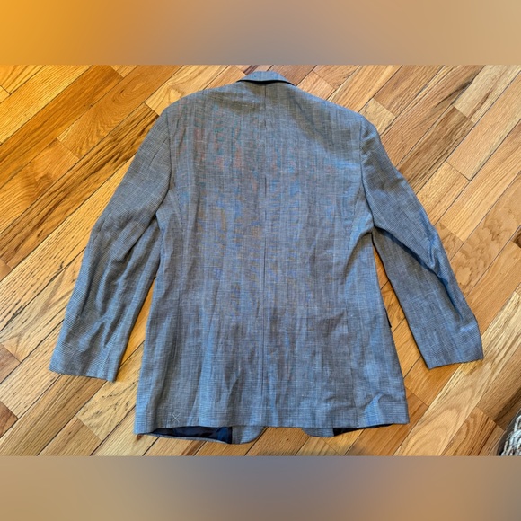 Brooks Brothers Blazer Mens 42L Blue/Black Linen/Wool Window Pane Jacket Sports - Picture 6 of 14